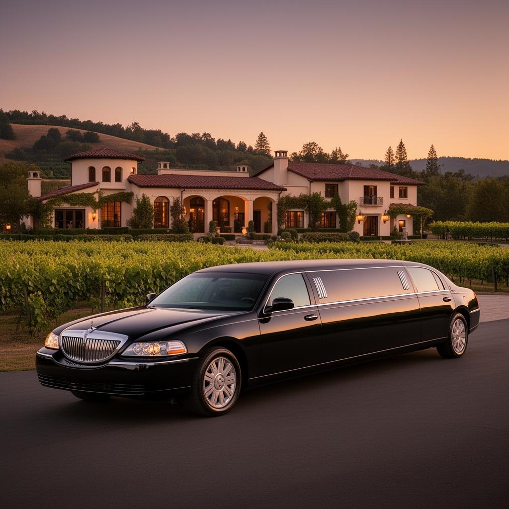 Black limousine bridal party transfer